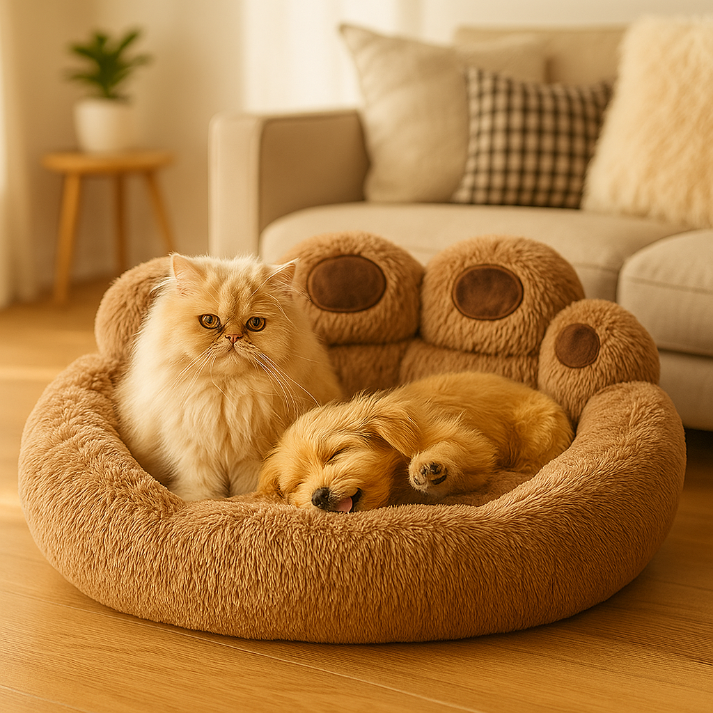 Cama de peluche confortable para perros y gatos
